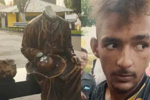 Estátua de Padre Cícero novamente destruída ao ser “decapitada” com acusado preso